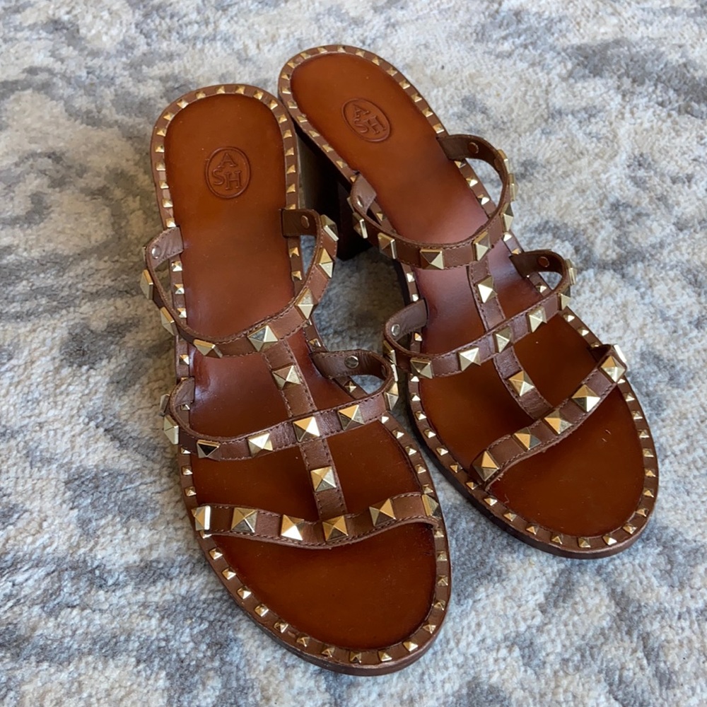 NEW ASH Rockstud Block Heel Sandal With Dust Bag